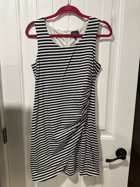 Market & Spruce Black and White Striped Sleeveless Mini Dress